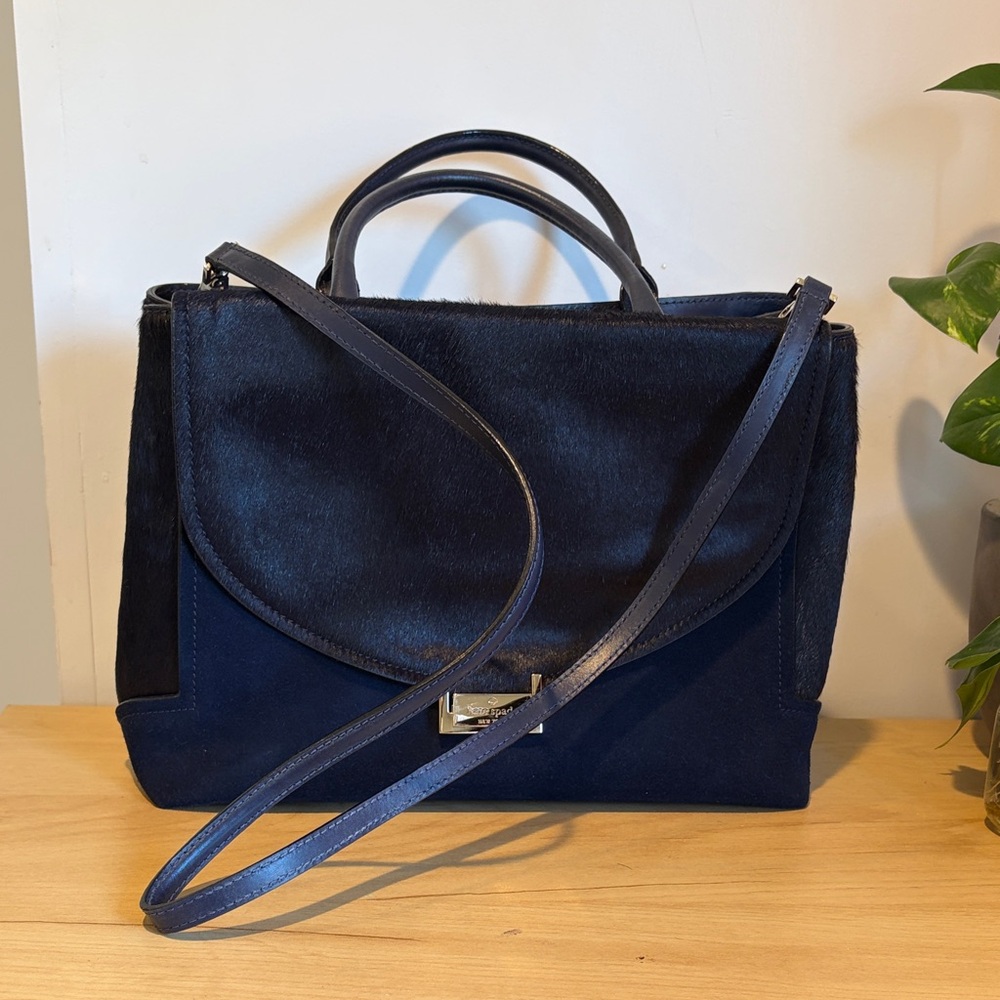 Kate Spade Suede Navy Blue Handbag - Picture 2 of 14